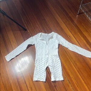 White mesh/see through Long Sleeve Romper W/Stretch
